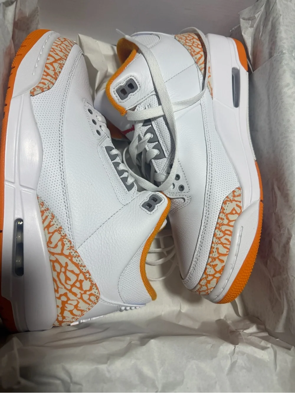 Jordan 3 Retro White and Orange Women’s Sneakers
